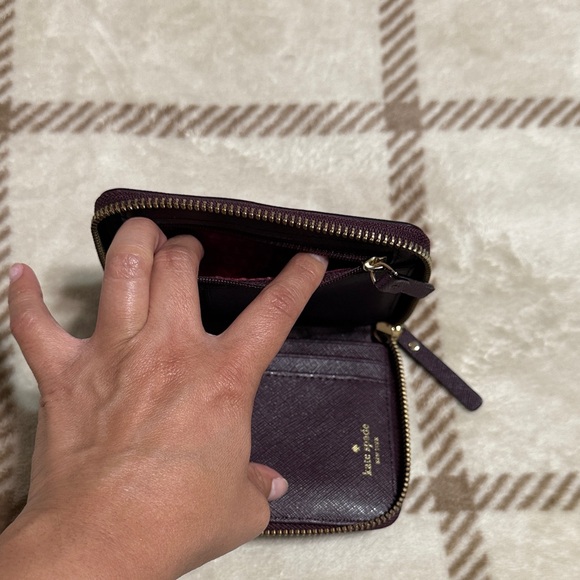 EUC Kate Spade Burgundy Leather Zip Wallet with Gold Accents - Picture 8 of 9